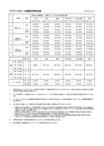 サラマンカホール施設利用料金表 [PDF: 156KB]